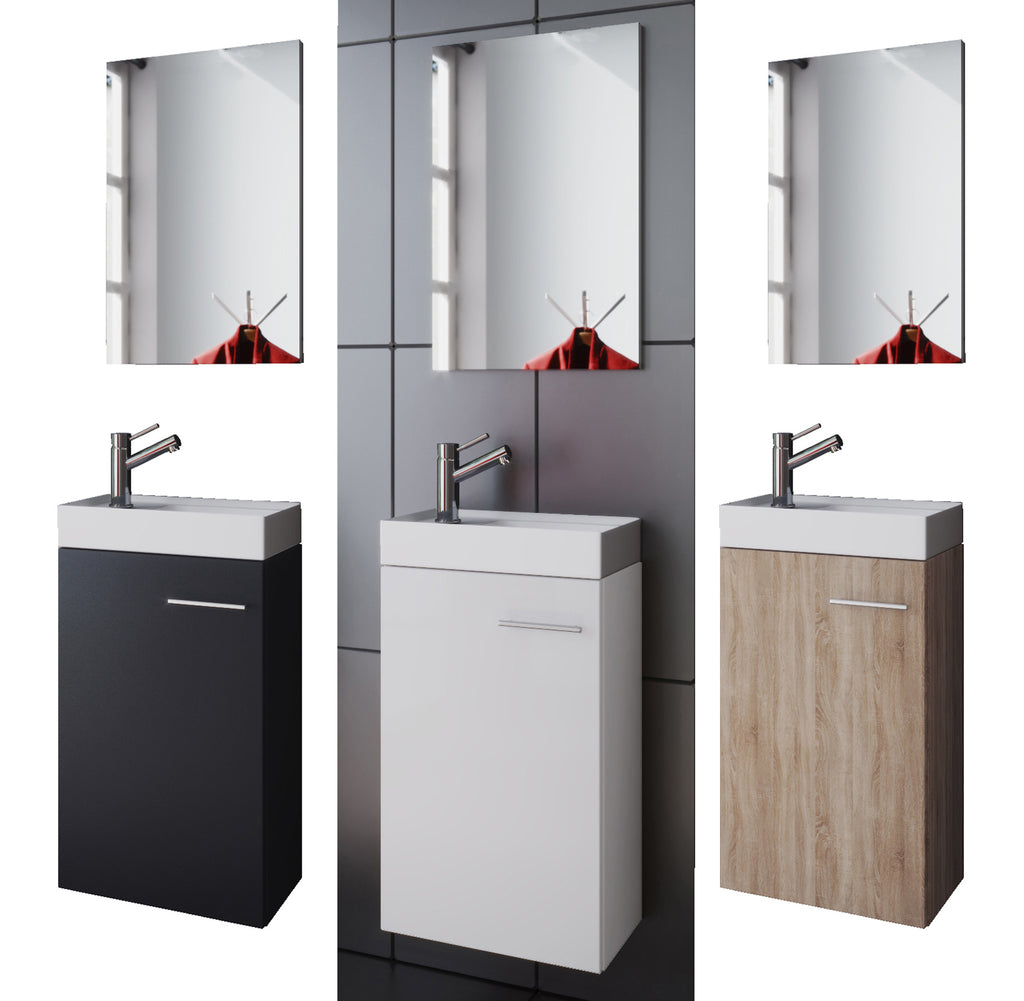 VCM® Waschplatz mit Unterschrank Waschbecken Spiegel „Garla“ · 3 Farben –  VCM24