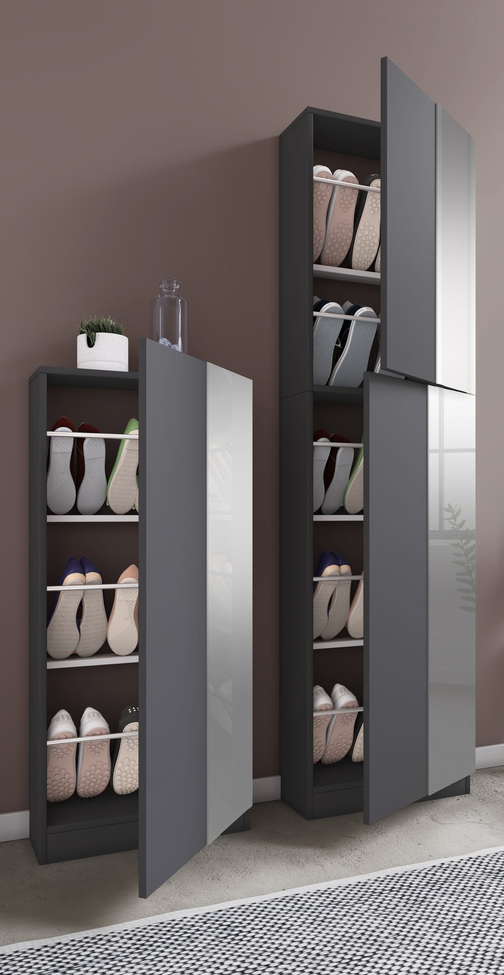 Dmora Clint Entreehal, moderne ingang met spiegel, schoenenkast, multifunctionele kast, 100 x 25 x 180 cm, wit en antraciet Dmora Clint Entreehal, moderne ingang met spiegel, schoenenkast, multifunctionele kast, 100 x 25 x 180 cm, wit en antraciet