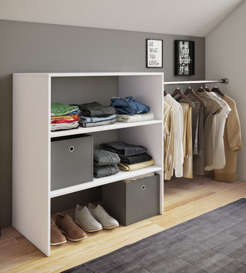 Scaffale Aperto VCM Dacho LLL - Armadio A Vista In Legno 38x194x40 Cm - Con 6 Vani E Aste Appendiabiti Regolabili