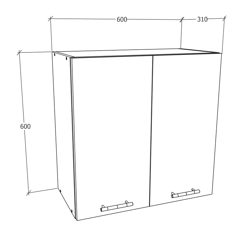 Küchenschrank B. 60 cm Hängeschrank Küche „Esilo“ · 3 Farben – VCM24