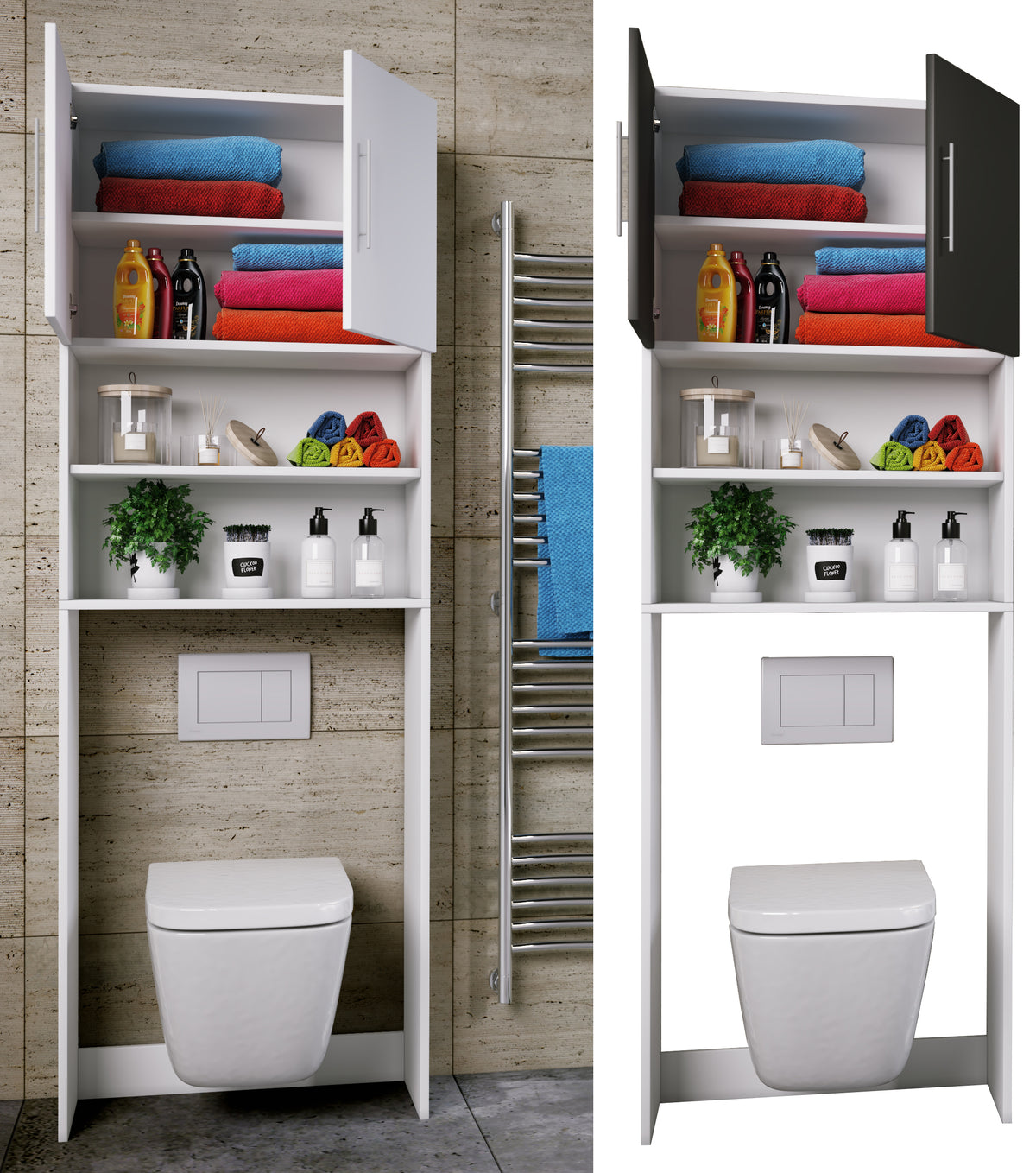 Außenschrank MOD. ALFA MONO TASTO WEISS Mit Deckel – Für Bad & WC, Hochkassette